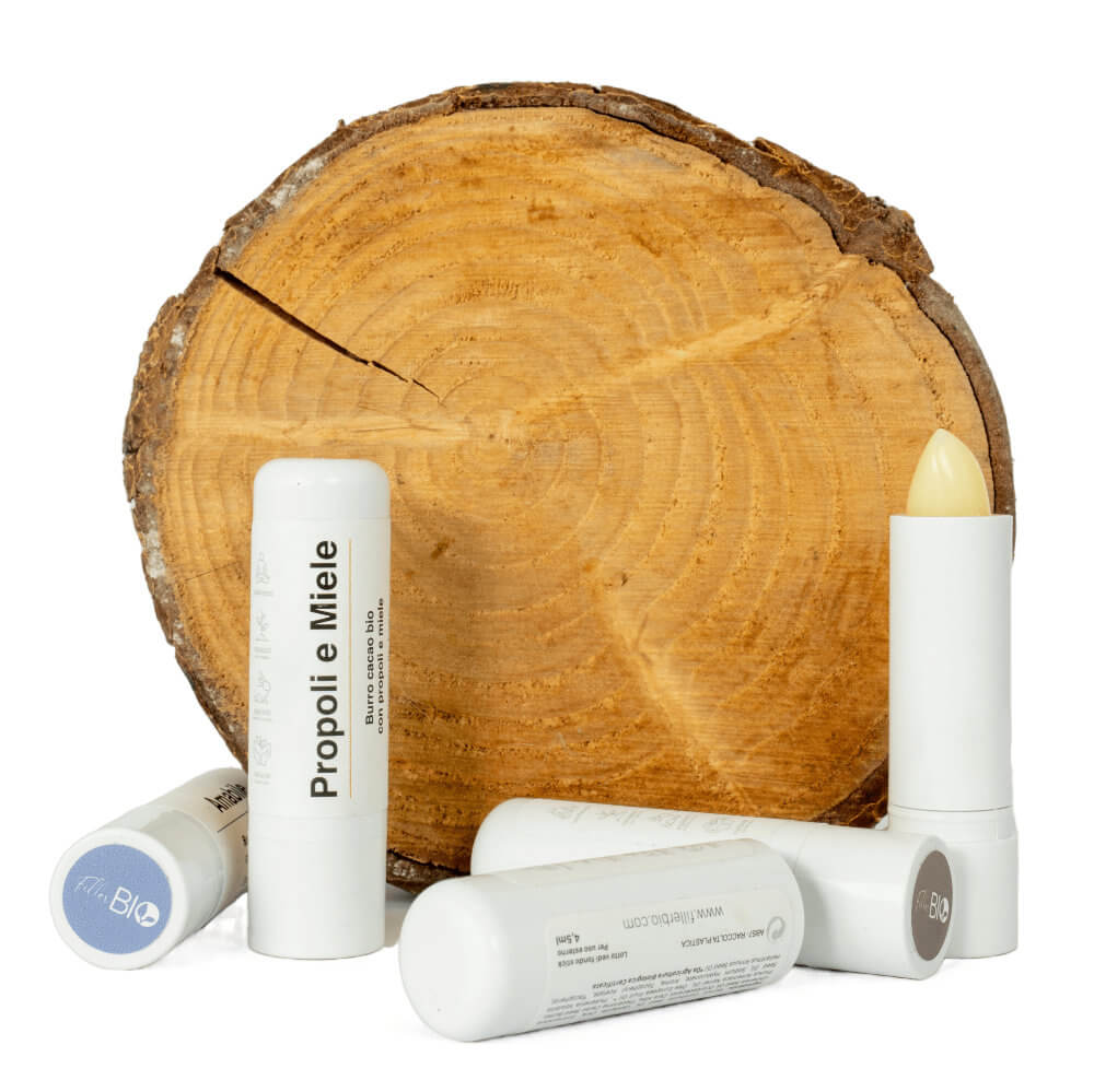 Fillerbio Burricacao Organic Precious Lip Balm Set regalo 4 pezzi – Ristrutturante, Antiage, Idratante e Protettivo - Biologici