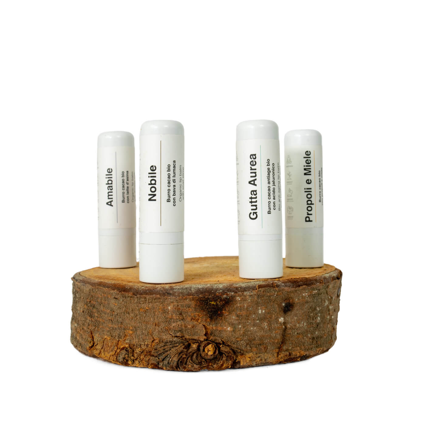 Fillerbio Burricacao Organic Precious Lip Balm Set regalo 4 pezzi – Ristrutturante, Antiage, Idratante e Protettivo - verticale